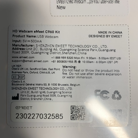 NIB EMEET SmartCam C960 kit. USB Webcam with Tripod. Fixed focus. Full HD 1080P - Picture 6 of 7